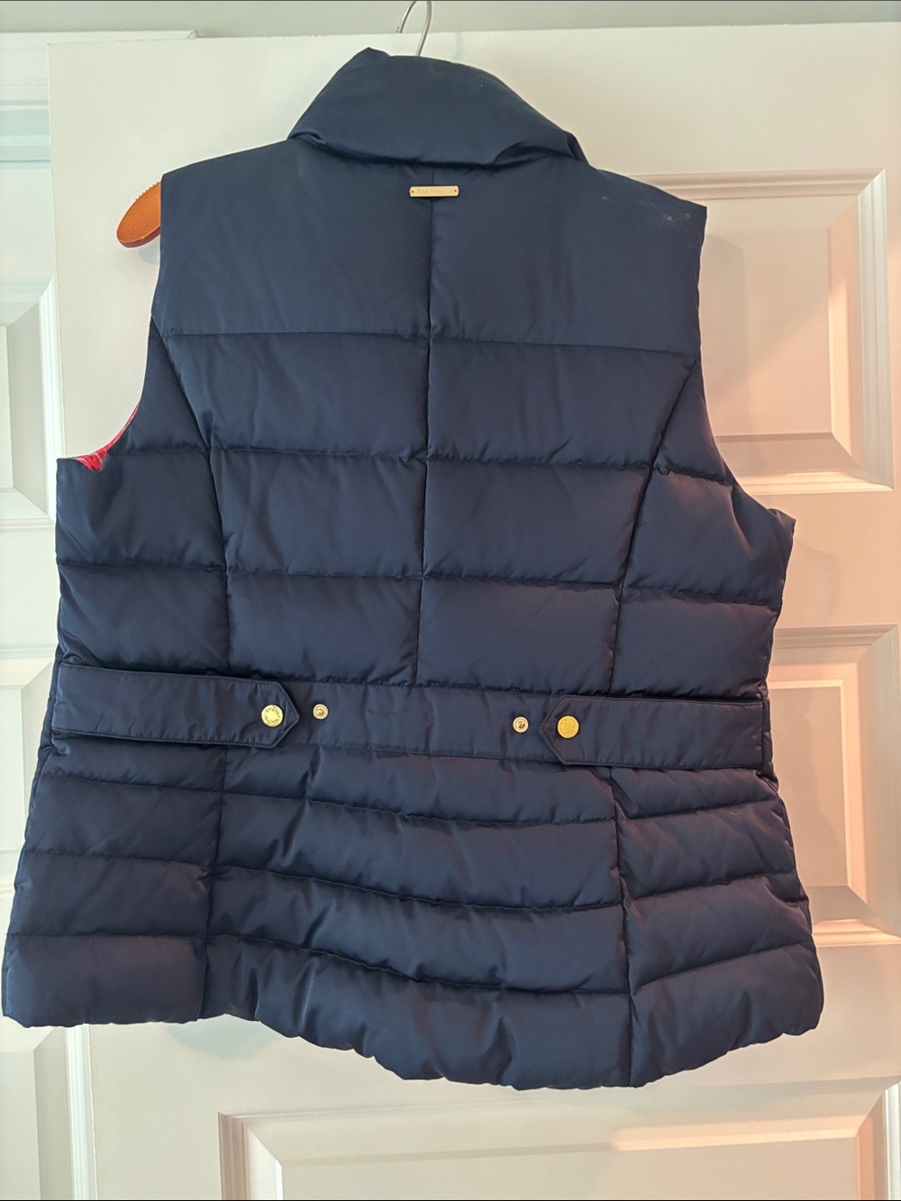 Lilly Pulitzer Navy Puffer Vest with Pink Printed Lining - Picture 3 of 4
